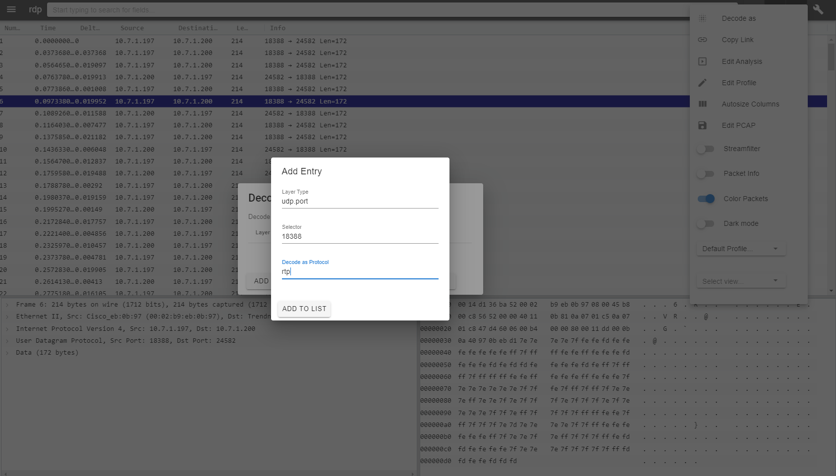 Decode As Unknown UDP