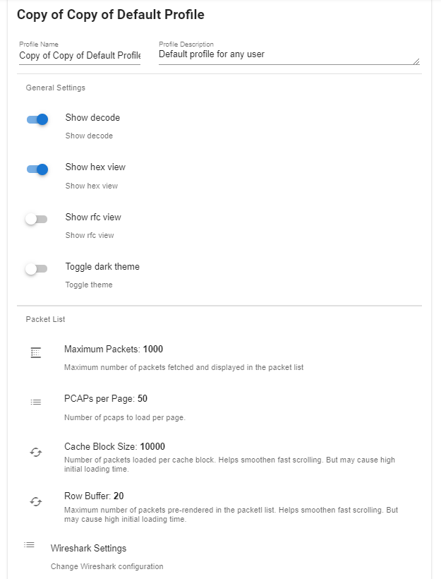 Profile Settings