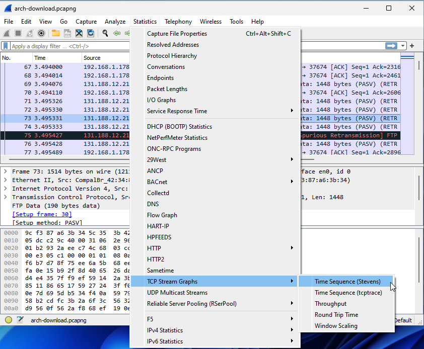 Open the TCP Graph