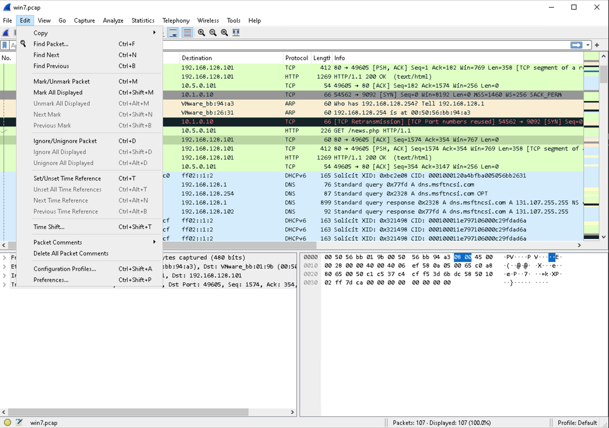 Wireshark preferences