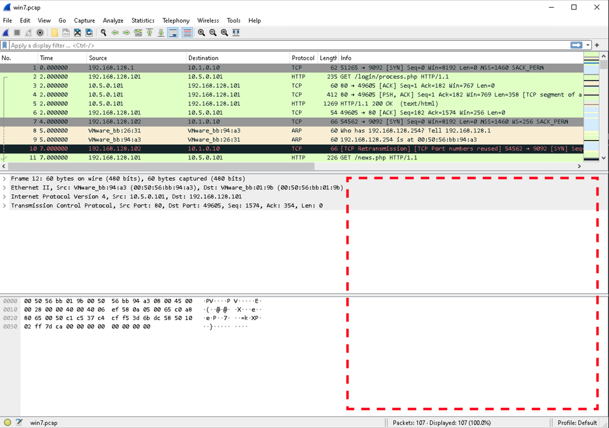 Wireshark unused space pre-4.0